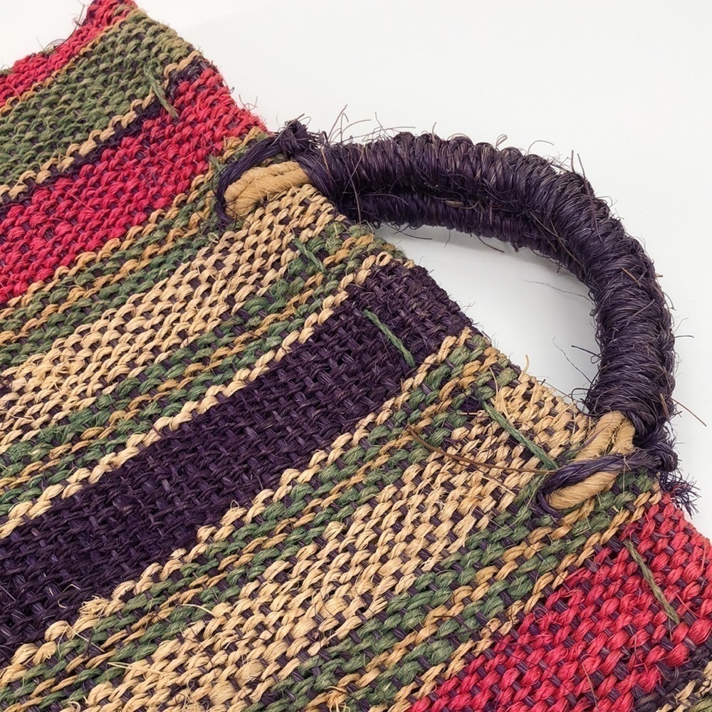 Vintage Handmade Woven Twine Burlap Briefcase Style Clutch Handbag - Picture 9 of 10